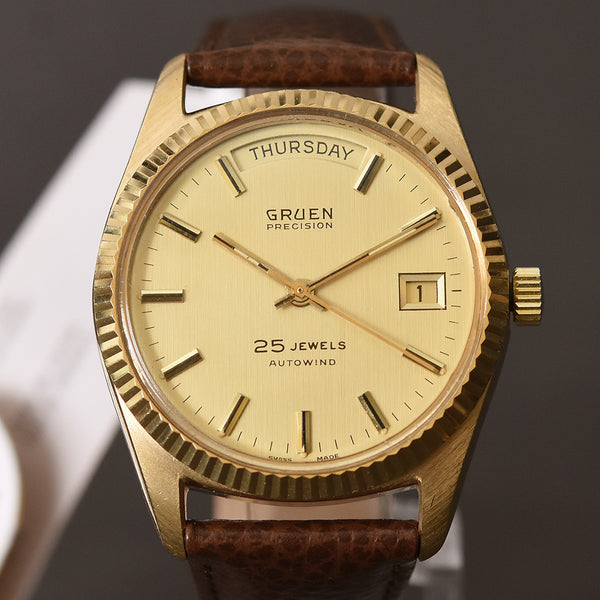 60s GRUEN President Day Date Gents Automatic Watch empressissi