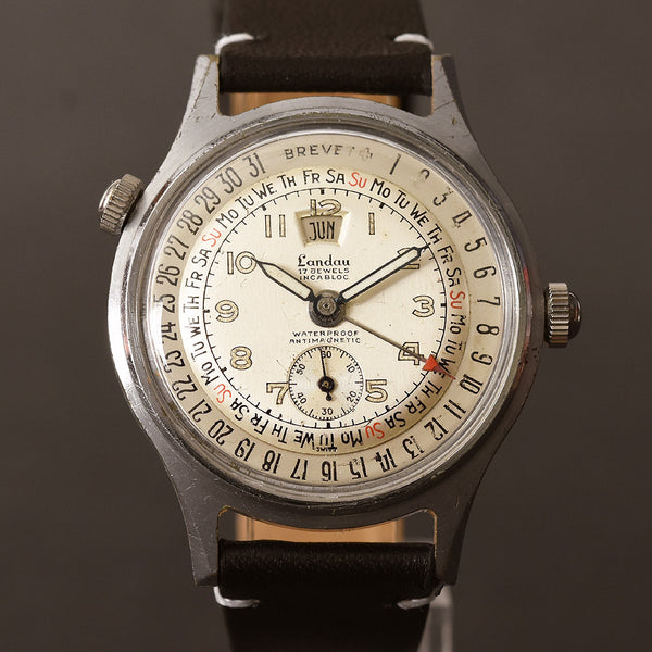 50s CRESTWOOD Gents Triple Calendar AS-1380 Vintage Watch