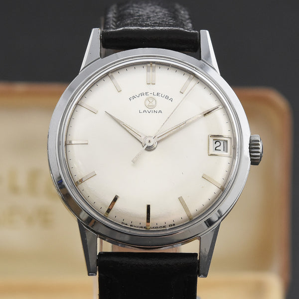 50s FAVRE LEUBA Classic Gents Date Swiss Watch w/Box – empressissi