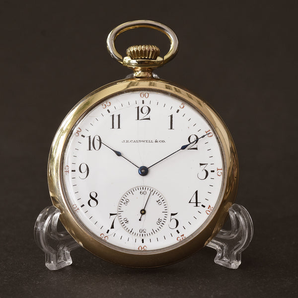 Montre De Poche Antique Suisse J.E. Caldwell – 8 Jours Alarme, Mouvement Manuel, Bronze