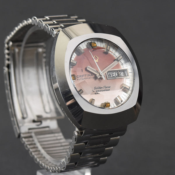 70s NOS ORFINA Ceramic Golden Flame Automatic Date Swiss Watch 70s NOS ORFINA Ceramic Golden Flame Automatic Date Swiss Watch