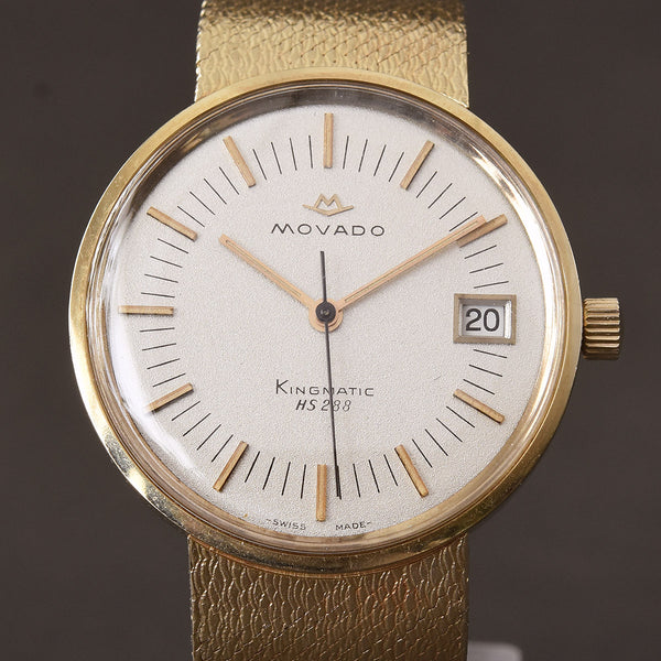 70s MOVADO Kingmatic HS288 Date 14K Gold Gents Watch empressissi