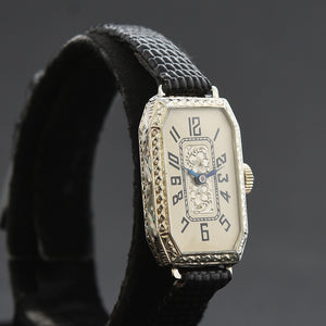 1923 NIVIA Ladies Octagon Art Deco 18K Gold Watch