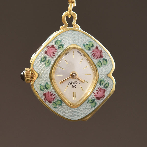 60s BUCHERER Swiss Ladies Guilloche Pendant Ball Watch gold plated Vintage bucherer ball pendant - Gem main image 2