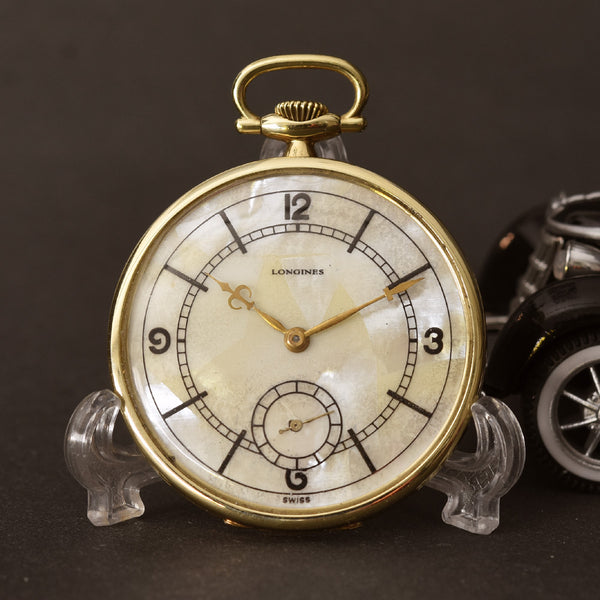 1923 LONGINES Platinum/Gold MOP Slim Art Deco Swiss Pocket Watch