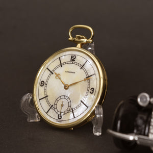1923 LONGINES Platinum/Gold MOP Slim Art Deco Swiss Pocket Watch
