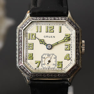20s GRUEN Guild Gents Art Deco Octagon Watch 885-7