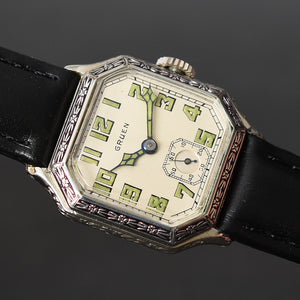 20s GRUEN Guild Gents Art Deco Octagon Watch 885-7