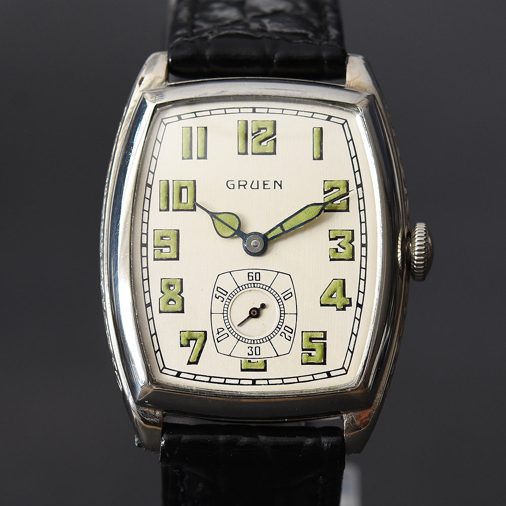 1928 GRUEN Guild Gents Cushion Art Deco Watch 885-46