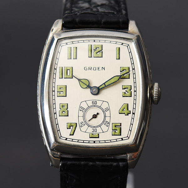1928 GRUEN Guild Gents Cushion Art Deco Watch 885-46