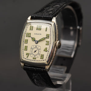 1928 GRUEN Guild Gents Cushion Art Deco Watch 885-46