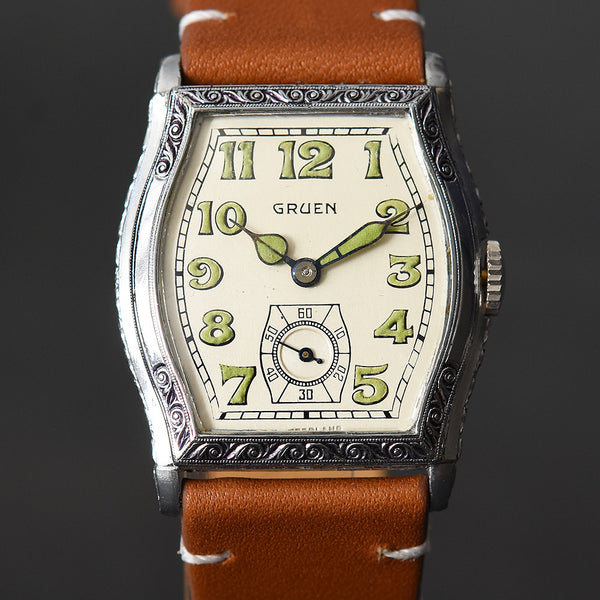 1928 GRUEN Guild Gents Nickel Art Deco Watch 315-80