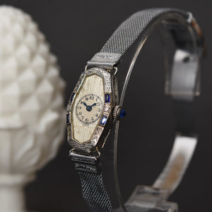 20s WARWICK Ladies Art Deco 18K Gold Sapphire/Diamonds Watch