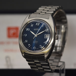 70s NOS ROAMER Anfibio Matic Gents Date Swiss Watch + Box