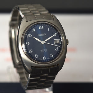 70s NOS ROAMER Anfibio Matic Gents Date Swiss Watch + Box