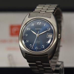 70s NOS ROAMER Anfibio Matic Gents Date Swiss Watch + Box