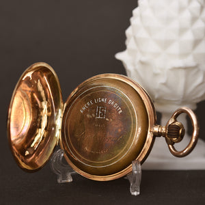 1900s FONTAINMELON 14K Gold Swiss Savonette Pocket Watch