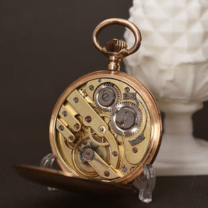 1900s FONTAINMELON 14K Gold Swiss Savonette Pocket Watch