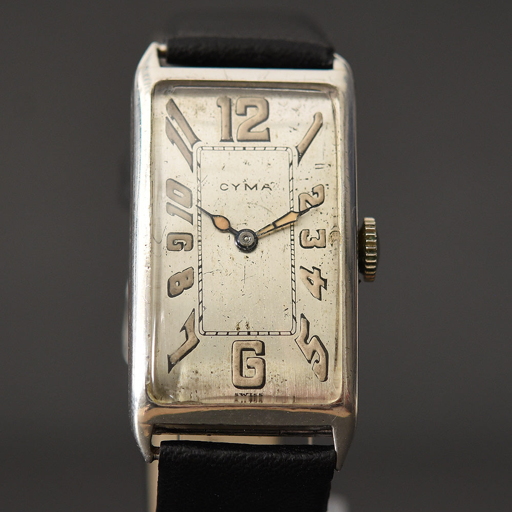 20s CYMA 925 Exploding Numbers Art Deco Swiss Watch