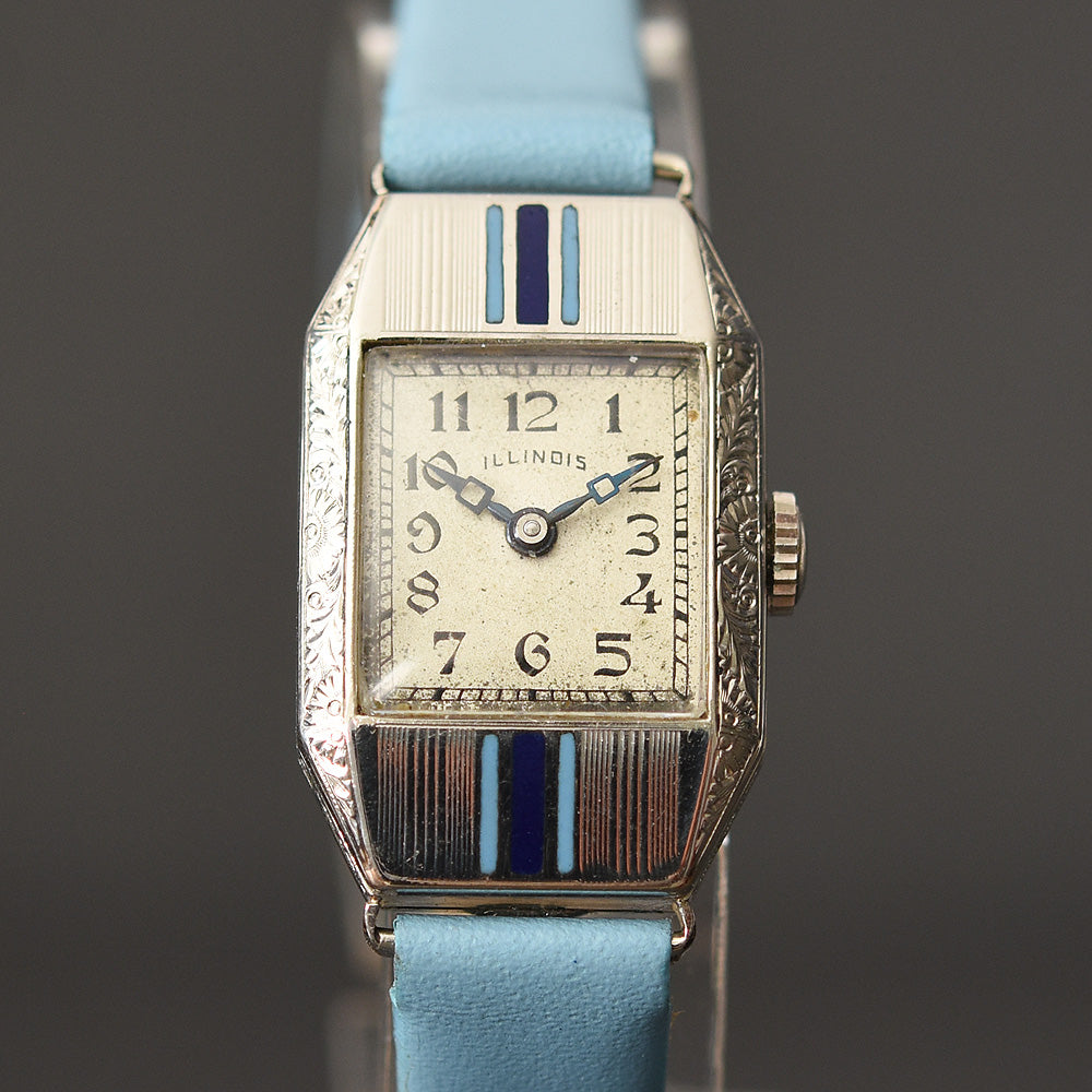 1930 ILLINOIS USA Enamel Ladies Art Deco Watch