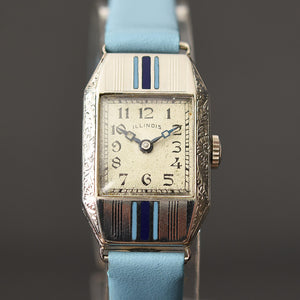 1930 ILLINOIS USA Enamel Ladies Art Deco Watch