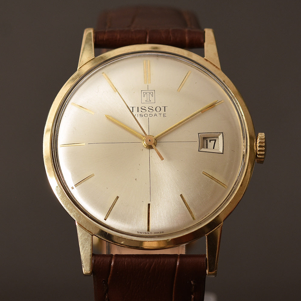 1973 TISSOT Visodate Date 14K Gold Swiss Gents Vintage Watch
