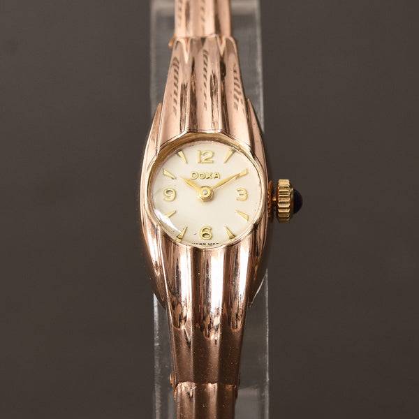 40s DOXA Swiss Ladies 14K Solid Gold Bracelet Watch