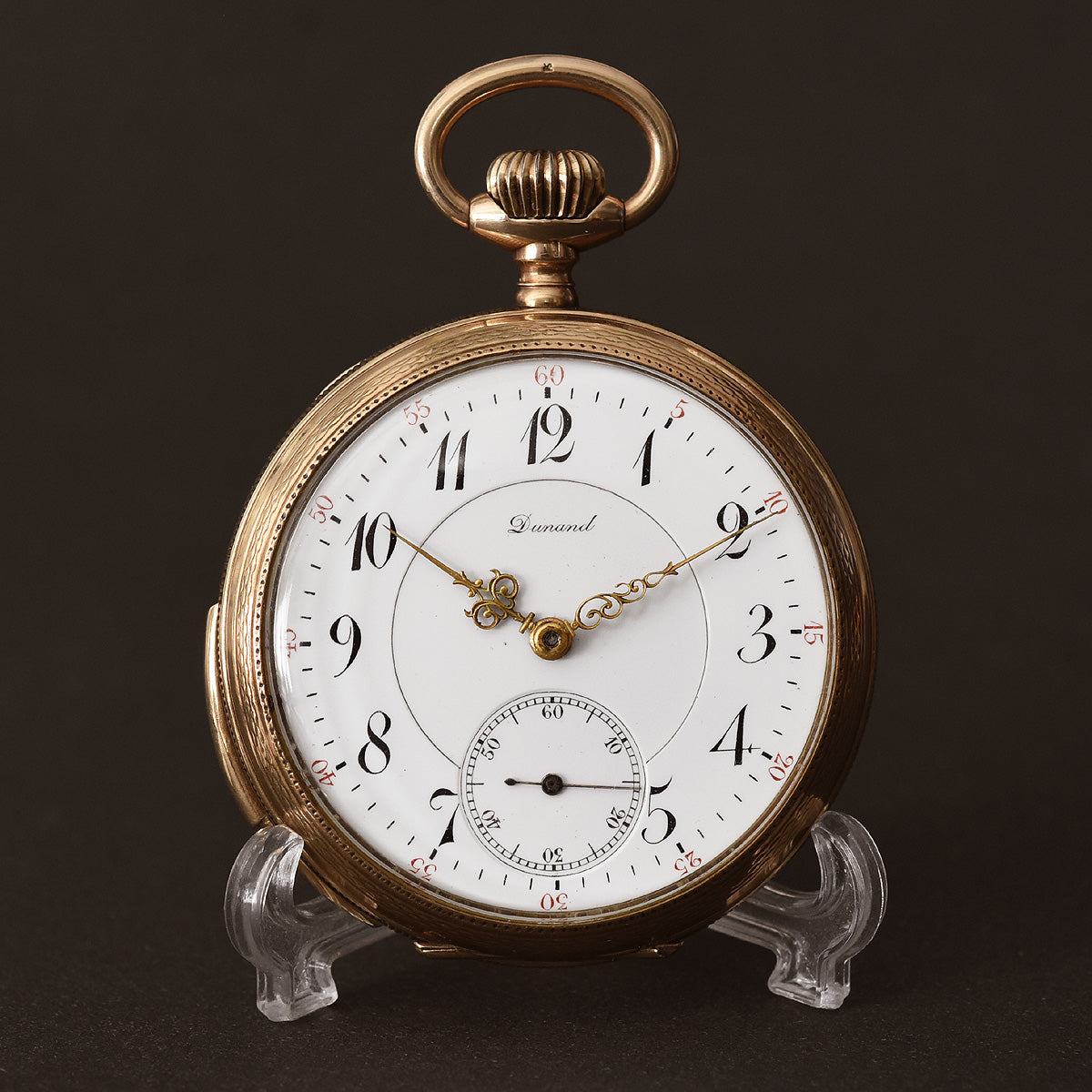 1900s DUNAND Quarter Repeater 14K Gold Swiss Pocket Watch