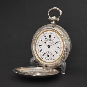 1890s BILLODES SERKISOFF Large Ottoman Market .800 Silver Hunter Pocket Watch