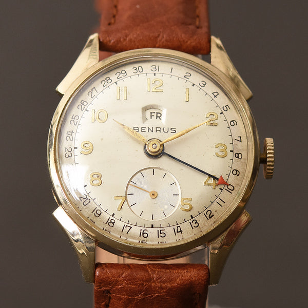 40s BENRUS Gents Calendar Day/Date Vintage Watch