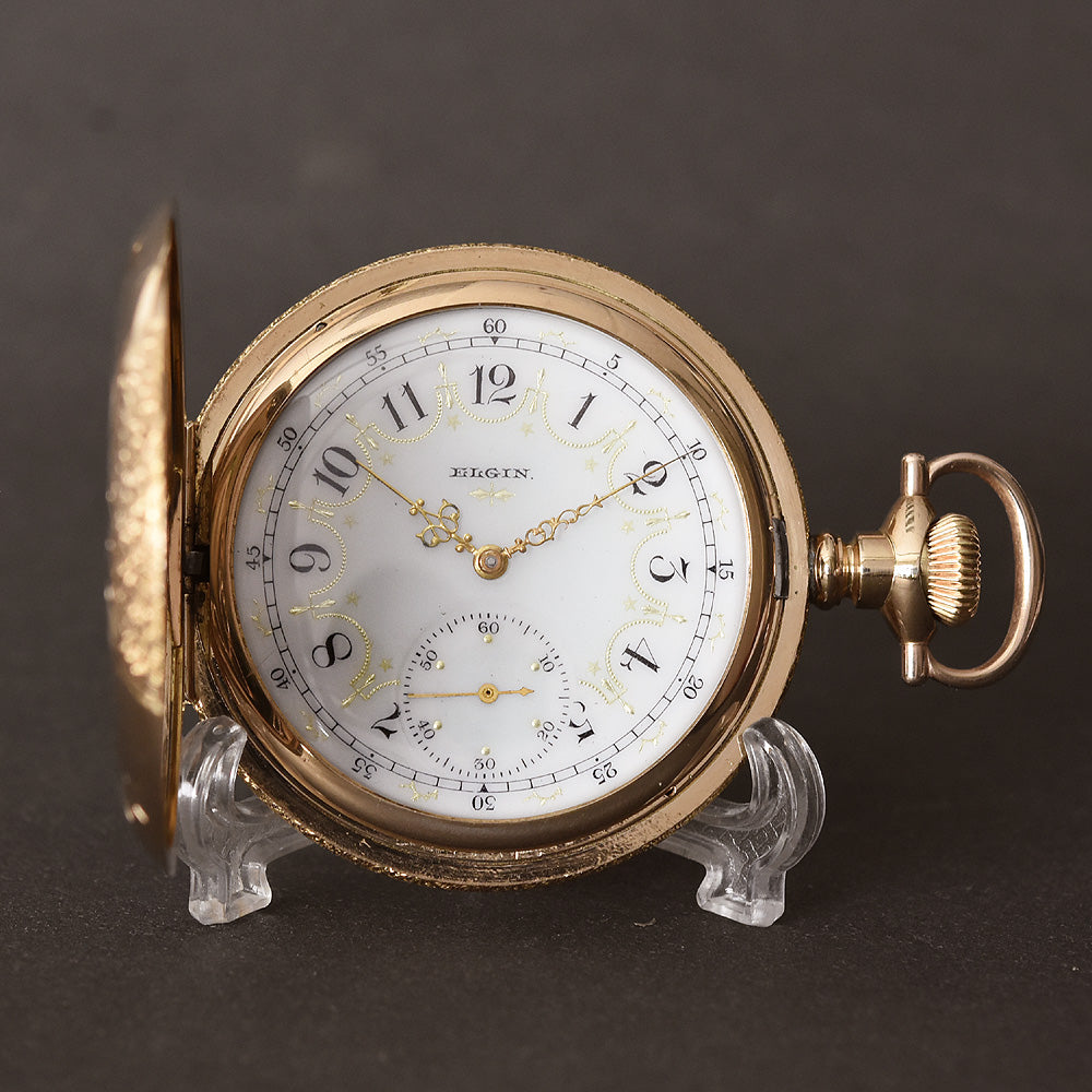 1904 ELGIN USA Fancy Dial Hunter Pocket Watch