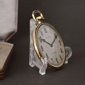 20s Touchon TIFFANY Platinum/Gold Slim Art Deco Swiss Pocket Watch w/Box