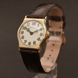 1917 IWC Schaffhausen Rare 14K Gold Art Deco Gents Watch