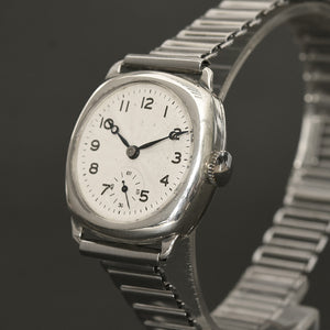 1935 CRUSADER Gents Swiss Silver Cushion Art Deco Watch