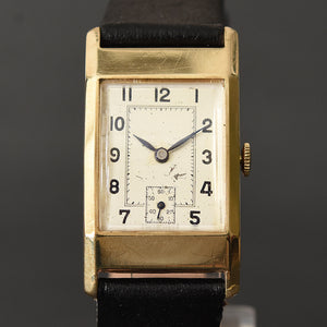 40s SWISS Art Deco 9K Gold Gents Dress Watch