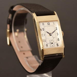 40s SWISS Art Deco 9K Gold Gents Dress Watch