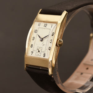 40s SWISS Art Deco 9K Gold Gents Dress Watch