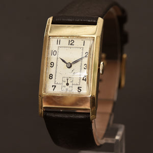 40s SWISS Art Deco 9K Gold Gents Dress Watch