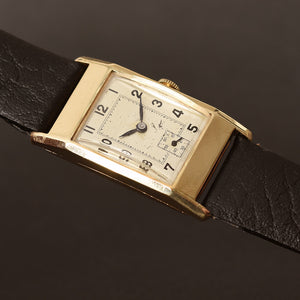 40s SWISS Art Deco 9K Gold Gents Dress Watch