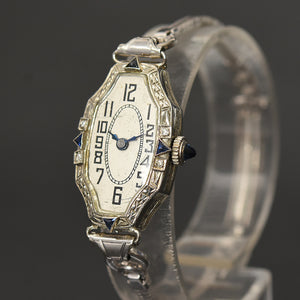 20s ABRA 14K Gold & Diamonds/Sapphire Art Deco Watch