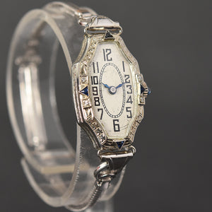 20s ABRA 14K Gold & Diamonds/Sapphire Art Deco Watch