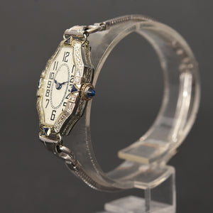 20s ABRA 14K Gold & Diamonds/Sapphire Art Deco Watch