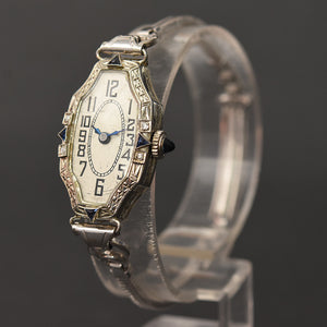 20s ABRA 14K Gold & Diamonds/Sapphire Art Deco Watch