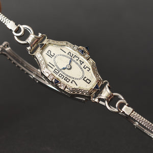 20s ABRA 14K Gold & Diamonds/Sapphire Art Deco Watch