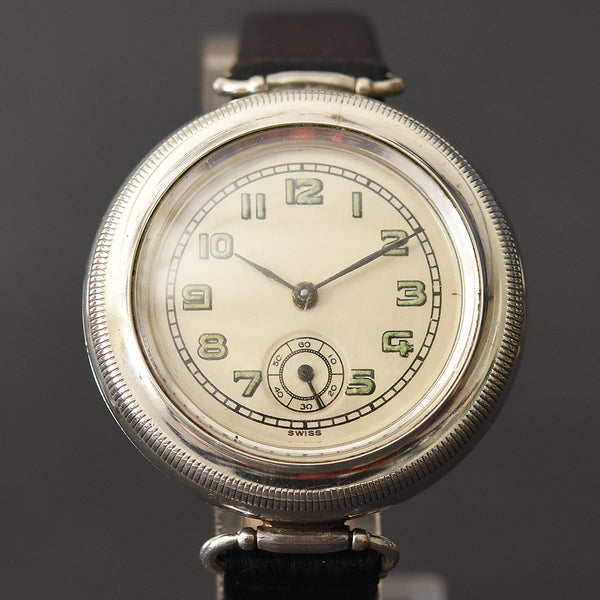 20s JEAN FINGER Swiss HERMETIC WW1 Trench Sterling Silver Watch