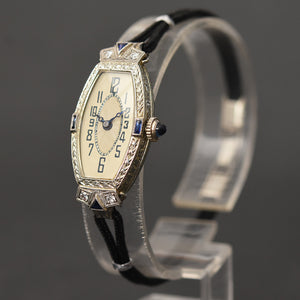 20s V&W Co. Ladies 18K Gold & Diamonds Art Deco Watch