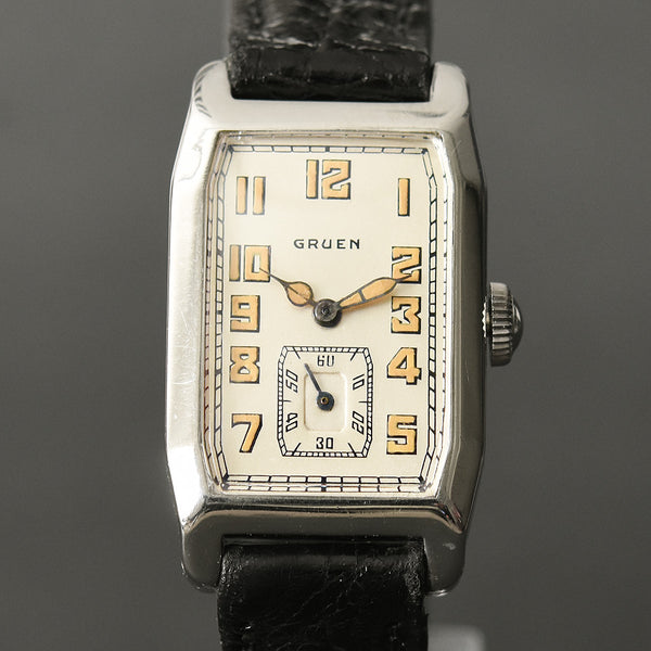 30s GRUEN 'Quadron' 14K Gold Gents Art Deco Watch 0S-67