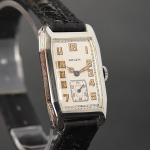 30s GRUEN 'Quadron' 14K Gold Gents Art Deco Watch 0S-67