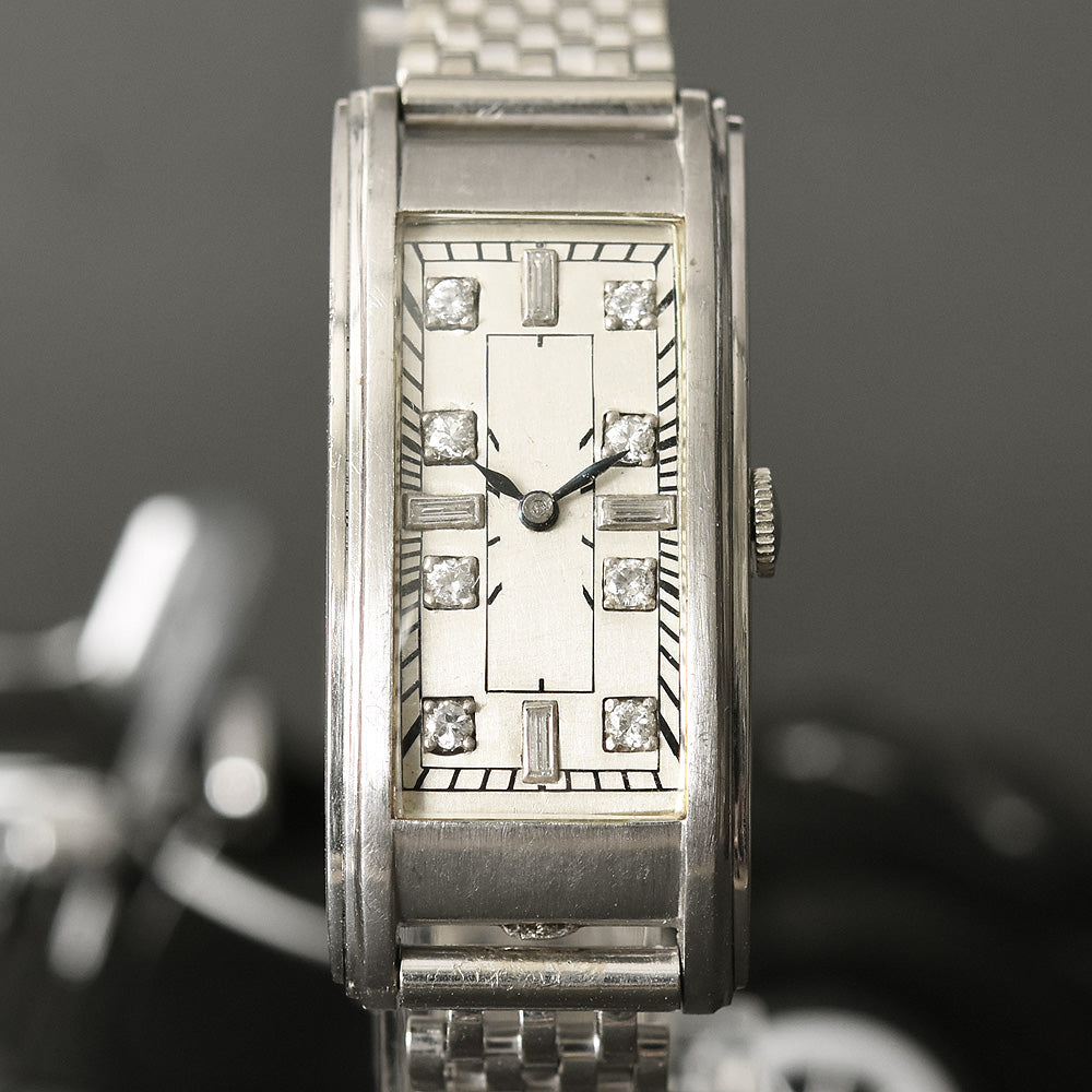 1940 AGASSIZ Gents Platinum/Diamonds Art Deco Dress Watch