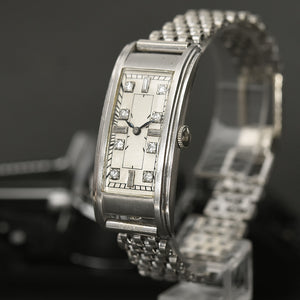 1940 AGASSIZ Gents Platinum/Diamonds Art Deco Dress Watch